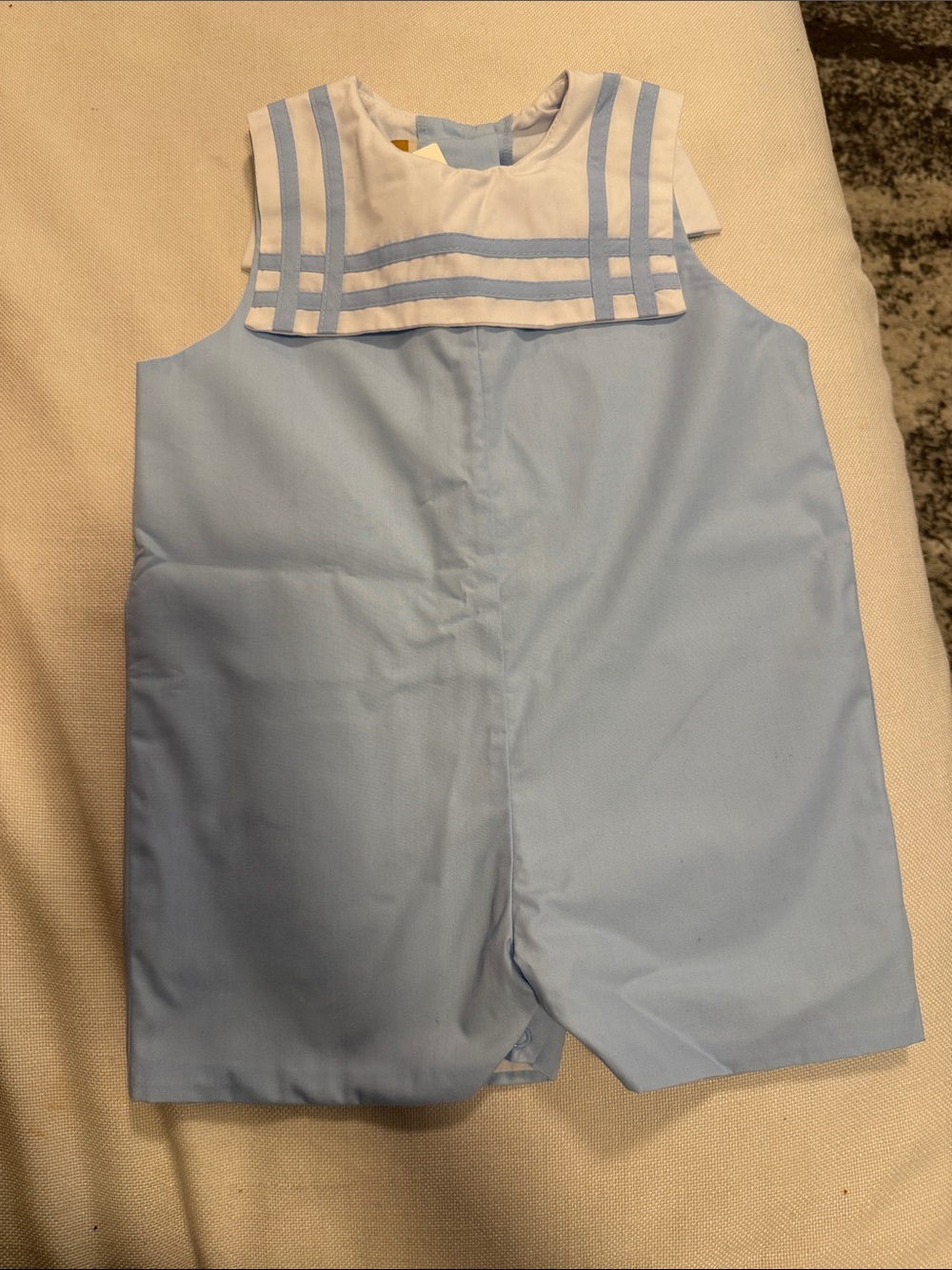 The Beaufort Bonnet Company Light Blue and White Sailor One-Piece